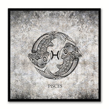Load image into Gallery viewer, Zodiac Pisces Horoscope Black Canvas Print, Black Picture Frame Home Decor Wall Art Gift
