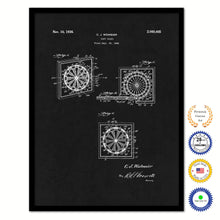 Load image into Gallery viewer, 1936 Dart Board Old Patent Art Print on Canvas Custom Framed Vintage Home Decor Wall Decoration Great for Gifts
