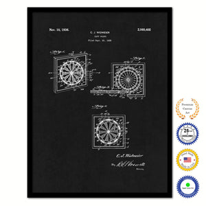 1936 Dart Board Old Patent Art Print on Canvas Custom Framed Vintage Home Decor Wall Decoration Great for Gifts
