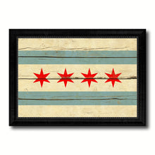 Load image into Gallery viewer, Chicago City Illinois State Vintage Flag Canvas Print Black Picture Frame
