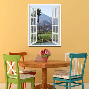 Palm Springs California West Golf Course Picture French Window Canvas Print with Frame Gifts Home Decor Wall Art Collection