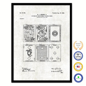 1899 System of Educational Playing Cards Old Patent Art Print on Canvas Custom Framed Vintage Home Decor Wall Decoration Great for Gifts