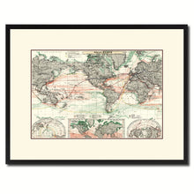 Load image into Gallery viewer, World Ocean Currents Vintage Antique Map Wall Art Home Decor Gift Ideas Canvas Print Custom Picture Frame
