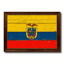 Load image into Gallery viewer, Ecuador Country Flag Vintage Canvas Print with Brown Picture Frame Home Decor Gifts Wall Art Decoration Artwork
