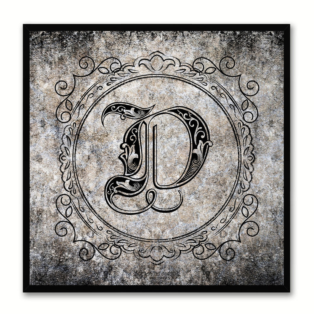 Alphabet D Black Canvas Print Black Frame Kids Bedroom Wall Décor Home Art