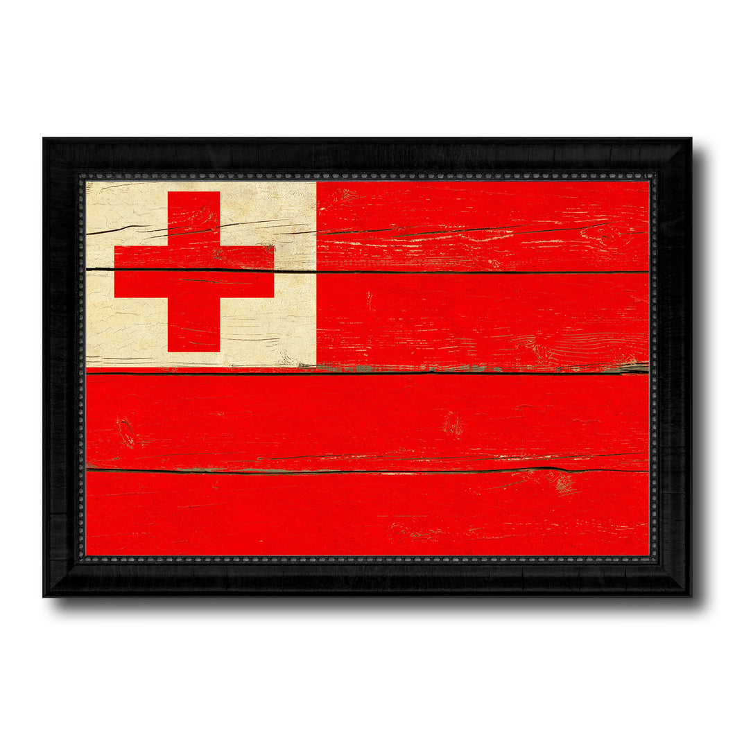 Tonga Country Flag Vintage Canvas Print with Black Picture Frame Home Decor Gifts Wall Art Decoration Artwork