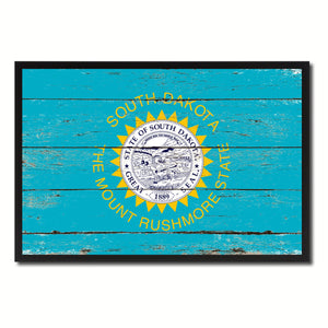 South Dakota State Flag Vintage Canvas Print with Black Picture Frame Home DecorWall Art Collectible Decoration Artwork Gifts