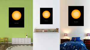 Sun Print on Canvas Planets of Solar System Black Custom Framed Art Home Decor Wall Office Decoration