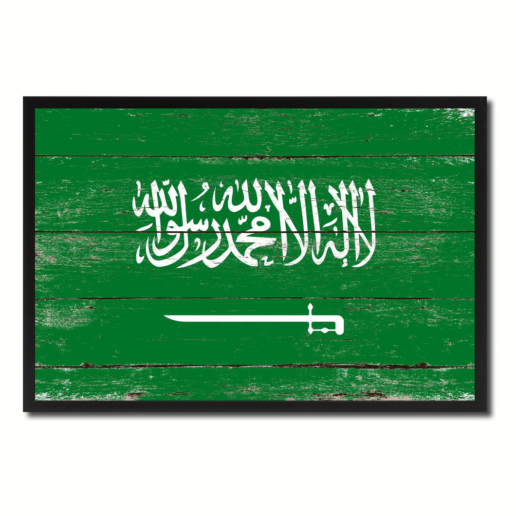 Saudi Arabia Country National Flag Vintage Canvas Print with Picture Frame Home Decor Wall Art Collection Gift Ideas