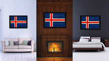 Load image into Gallery viewer, Iceland Country Flag Vintage Canvas Print with Black Picture Frame Home Decor Gifts Wall Art Decoration Artwork
