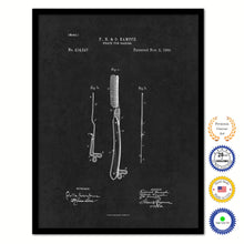 Load image into Gallery viewer, 1889 Barber Brace for Razors Vintage Patent Artwork Black Framed Canvas Home Office Decor Great for Barber Salon
