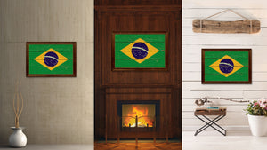 Brazil Country Flag Vintage Canvas Print with Brown Picture Frame Home Decor Gifts Wall Art Decoration Artwork