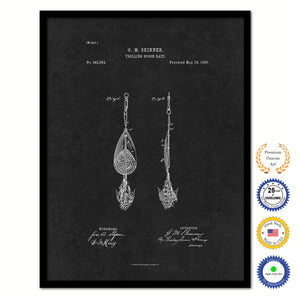 1886 Fishing Trolling Spoon Bait Vintage Patent Artwork Black Framed Canvas Home Office Decor Great for Fisherman Cabin Lake House