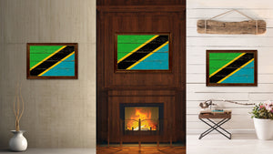 Tanzania Country Flag Vintage Canvas Print with Brown Picture Frame Home Decor Gifts Wall Art Decoration Artwork