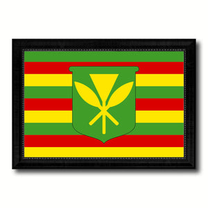 Kanaka Maoli City Hawaii State Flag Canvas Print Black Picture Frame