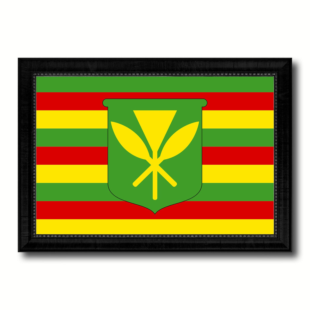 Kanaka Maoli City Hawaii State Flag Canvas Print Black Picture Frame