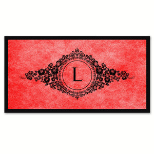 Alphabet Letter L Red Canvas Print, Black Custom Frame