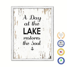 Load image into Gallery viewer, A Day At The Lake Restores The Soul Vintage Saying Gifts Home Decor Wall Art Canvas Print with Custom Picture Frame
