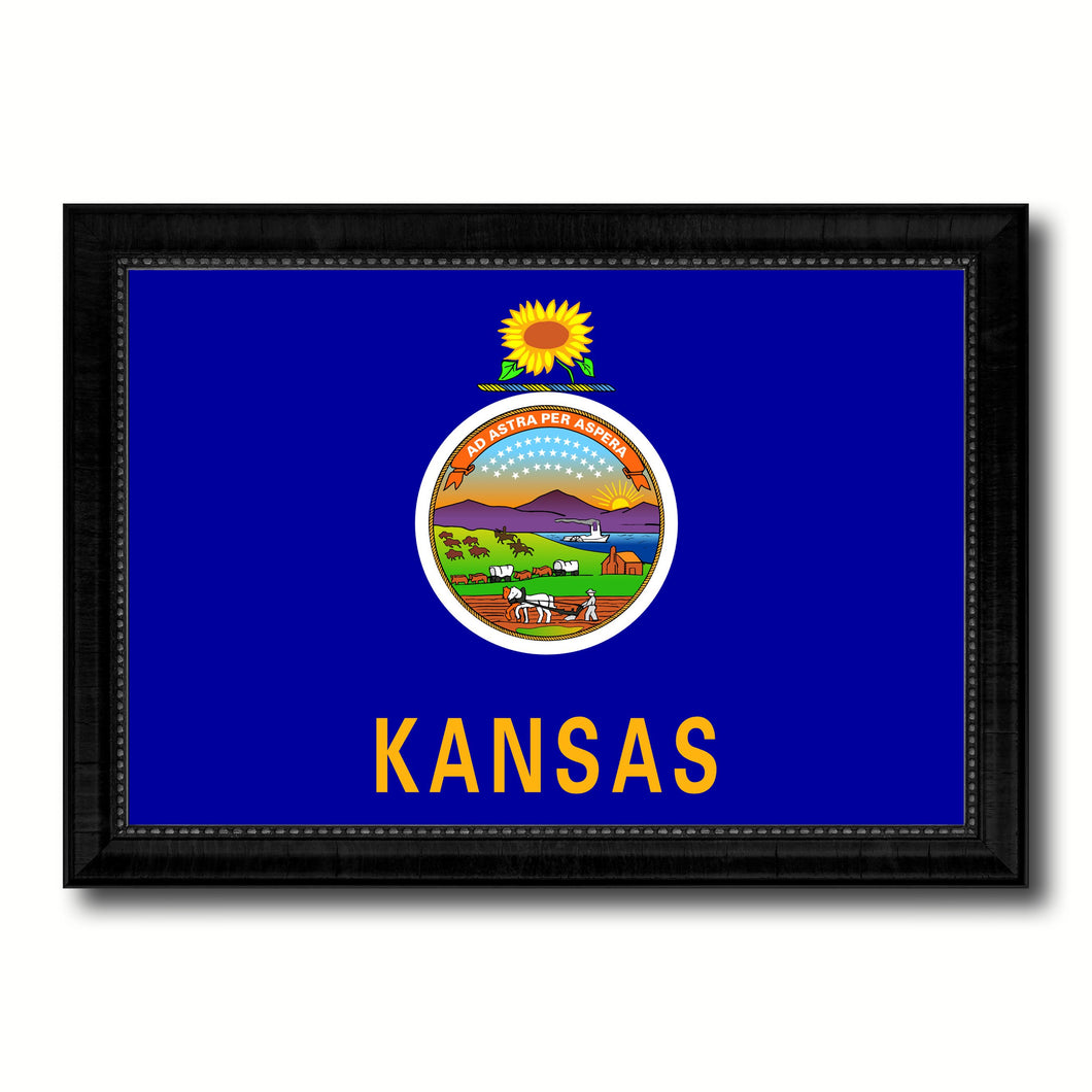 Kansas State Flag Canvas Print with Custom Black Picture Frame Home Decor Wall Art Decoration Gifts