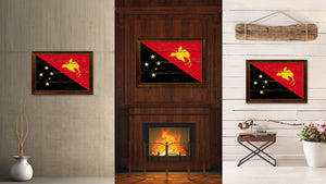 Papua New Guinea Country Flag Vintage Canvas Print with Brown Picture Frame Home Decor Gifts Wall Art Decoration Artwork