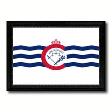 Load image into Gallery viewer, Cincinnati City Ohio State Flag Canvas Print Black Picture Frame
