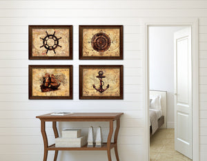 Anchor Vintage Nautical Map Home Decor Wall Art Livingroom Decoration