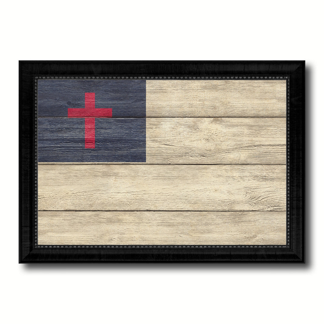 Kayso Christian Religious Flag Texture Canvas Print with Black Picture Frame Gift Ideas Home Decor Wall Art