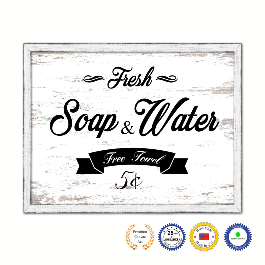 Fresh Soap & Water Vintage Sign Gifts Home Decor Wall Art Canvas Print with Custom Picture Frame