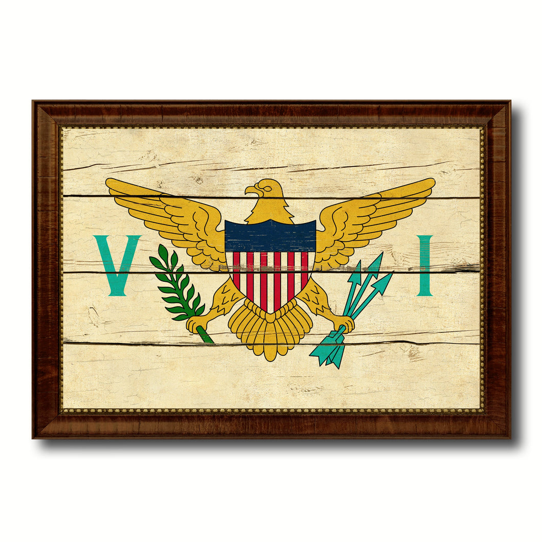 Virgin Islands Country Flag Vintage Canvas Print with Brown Picture Frame Home Decor Gifts Wall Art Decoration Artwork