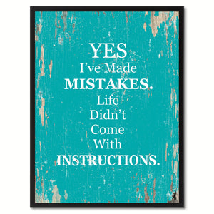 Yes I've Made Mistakes Saying Canvas Print, Black Picture Frame Home Decor Wall Art Gifts