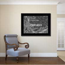 Load image into Gallery viewer, Chicago Illinois Vintage Monochrome Map Canvas Print, Gifts Picture Frames Home Decor Wall Art
