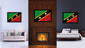 Saint Kitts and Nevis Country Flag Vintage Canvas Print with Black Picture Frame Home Decor Gifts Wall Art Decoration Artwork