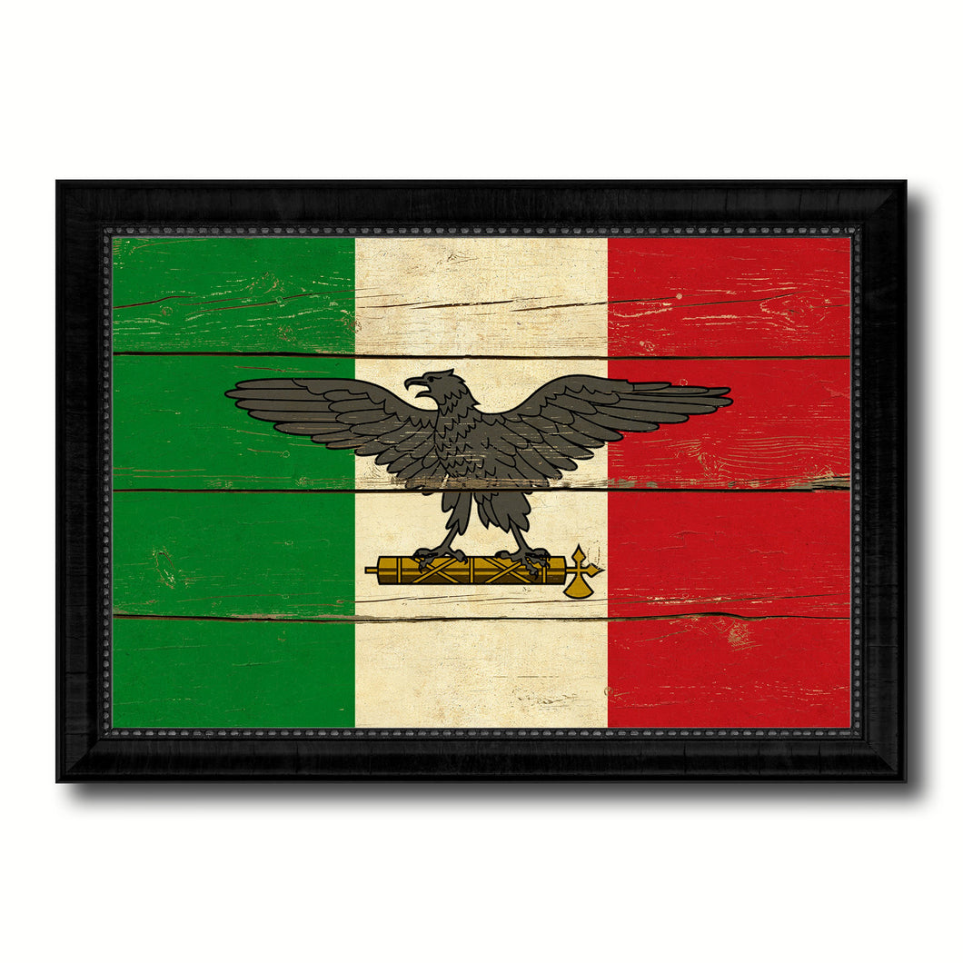 Italy War Eagle Italian Flag Vintage Canvas Print with Black Picture Frame Home Decor Wall Art Decoration Gift Ideas