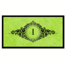 Load image into Gallery viewer, Alphabet Letter I Green Canvas Print, Black Custom Frame
