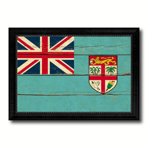 Fiji Country Flag Vintage Canvas Print with Black Picture Frame Home Decor Gifts Wall Art Decoration Artwork