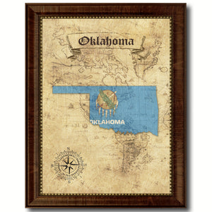 Oklahoma State Vintage Map Home Decor Wall Art Office Decoration Gift Ideas