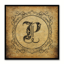 Load image into Gallery viewer, Alphabet P Brown Canvas Print Black Frame Kids Bedroom Wall Décor Home Art
