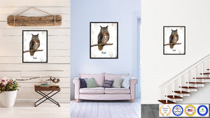 Owl Bird Canvas Print, Black Picture Frame Gift Ideas Home Decor Wall Art Decoration