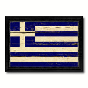 Greece Country Flag Vintage Canvas Print with Black Picture Frame Home Decor Gifts Wall Art Decoration Artwork