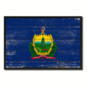 Vermont State Flag Vintage Canvas Print with Black Picture Frame Home DecorWall Art Collectible Decoration Artwork Gifts