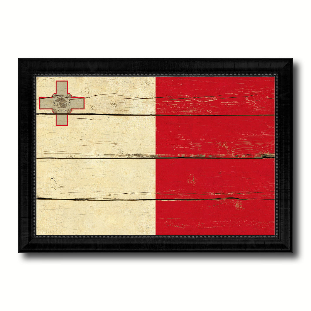 Malta Country Flag Vintage Canvas Print with Black Picture Frame Home Decor Gifts Wall Art Decoration Artwork