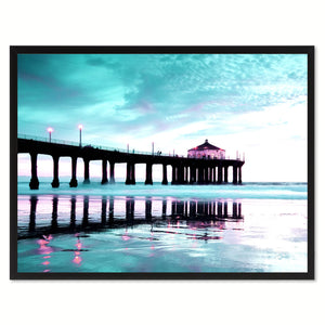 Manhattan Beach California Aqua Landscape Photo Canvas Print Pictures Frames Home Décor Wall Art Gifts