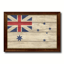 Load image into Gallery viewer, Australian White Ensign City Australia Country Texture Flag Canvas Print Brown Picture Frame
