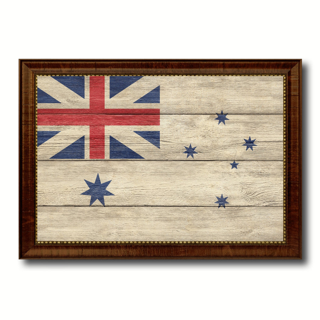 Australian White Ensign City Australia Country Texture Flag Canvas Print Brown Picture Frame