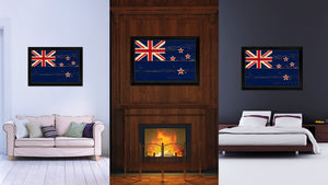New Zealand Country Flag Vintage Canvas Print with Black Picture Frame Home Decor Gifts Wall Art Decoration Artwork