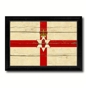 North Irish Ulster City Northern Ireland Country Vintage Flag Canvas Print Black Picture Frame