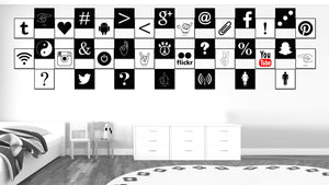 Hangloose Social Media Icon Canvas Print Picture Frame Wall Art Home Decor
