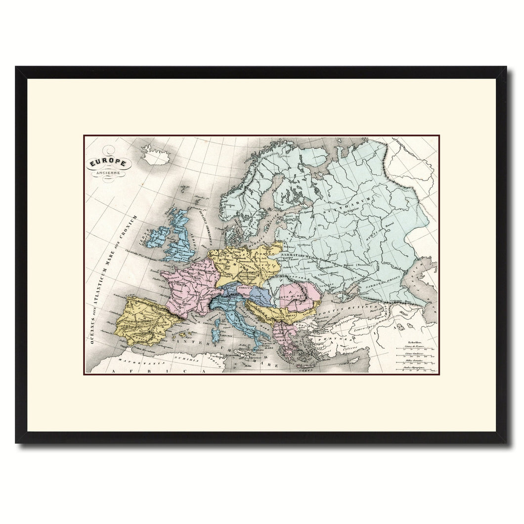 Ancient Europe Vintage Antique Map Wall Art Home Decor Gift Ideas Canvas Print Custom Picture Frame