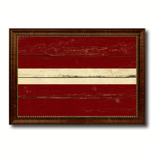 Latvia Country Flag Vintage Canvas Print with Brown Picture Frame Home Decor Gifts Wall Art Decoration Artwork