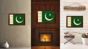 Pakistan Country Flag Vintage Canvas Print with Brown Picture Frame Home Decor Gifts Wall Art Decoration Artwork